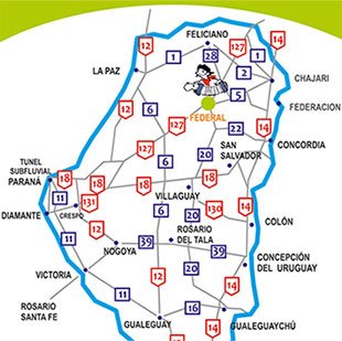 Mapa como llegar al Festival del Chamame en Federal, Entre Rios