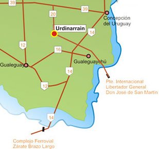 Mapa como llegar a la Fiesta del Caballo en Urdinarrain, Entre Rios