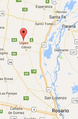 Mapa como llegar a la Fiesta del Tractor en Lopez, Santa Fe