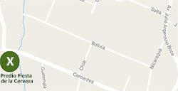 Mapa del predio Bosque de los Pioneros – Fiesta de la Cerveza 2026, Villa General Belgrano